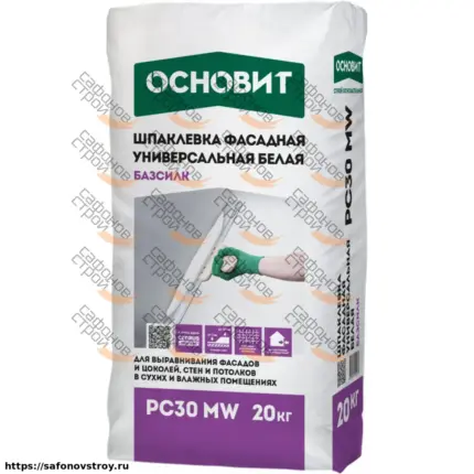 Базсилк PC30 MW Шпаклевка фасадная белая 20 кг