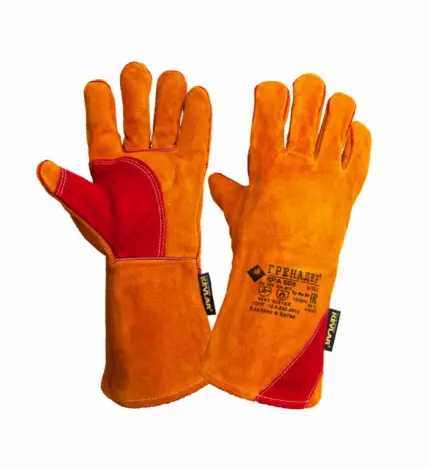 Краги сварщика цельноспилковые пятипалые оранжевые - 10 (XL)