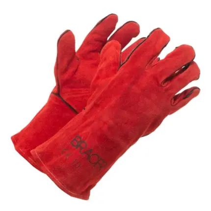 Краги сварщика цельноспилковые пятипалые красные - 10 (XL)