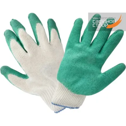 Перчатки строительные трикотажные с одинарным латексным обливом - 10 (XL)