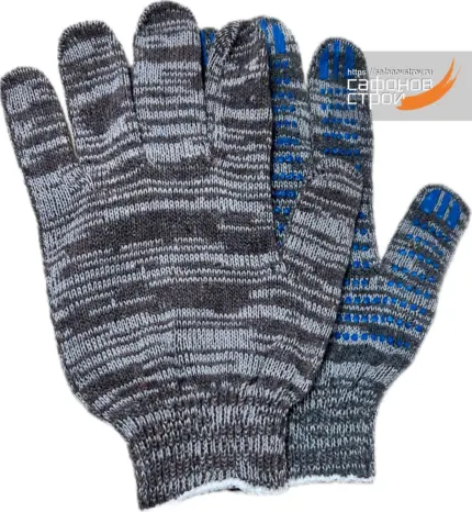 Перчатки х/б универсал экстра с ПВХ точками серые