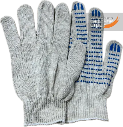 Перчатки х/б универсал стандарт с ПВХ точками белые
