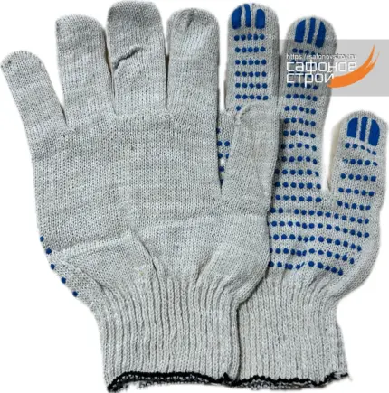 Перчатки х/б универсал люкс с ПВХ точками белые